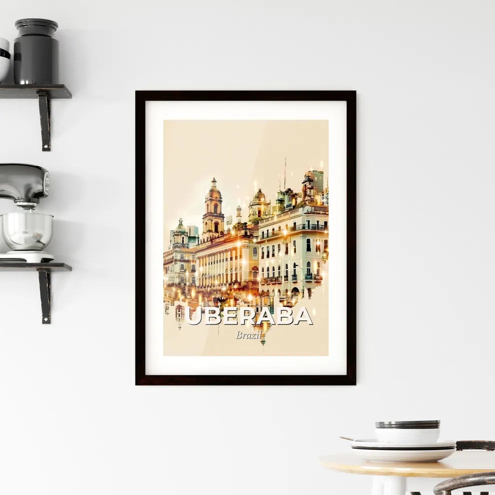 Uberaba Skyline Double Exposure City Art - A building with many windows and a reflection of lights Custom Print