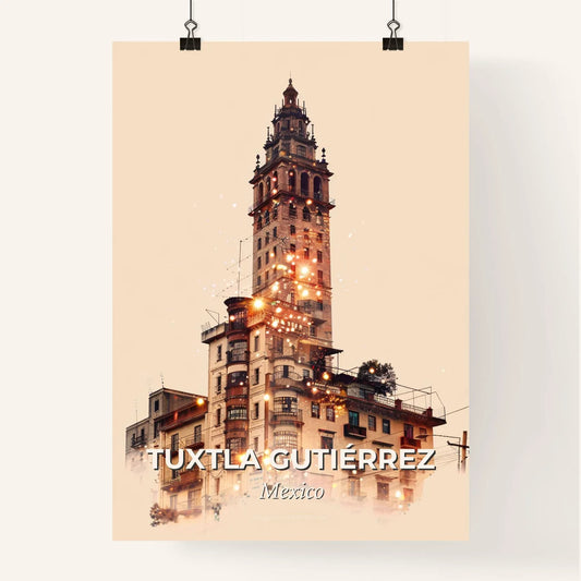 Tuxtla GutiÃ©rrez City Artwork with Local Flair - A tall building with a tower Poster