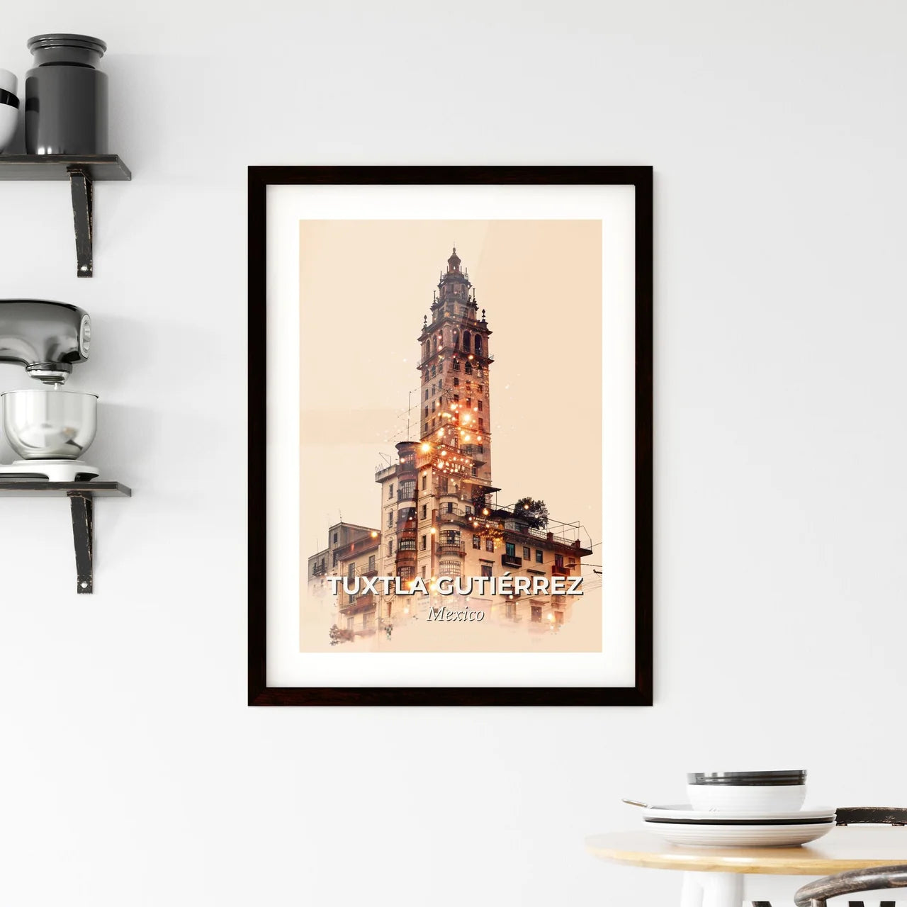Tuxtla GutiÃ©rrez City Artwork with Local Flair - A tall building with a tower Custom Print