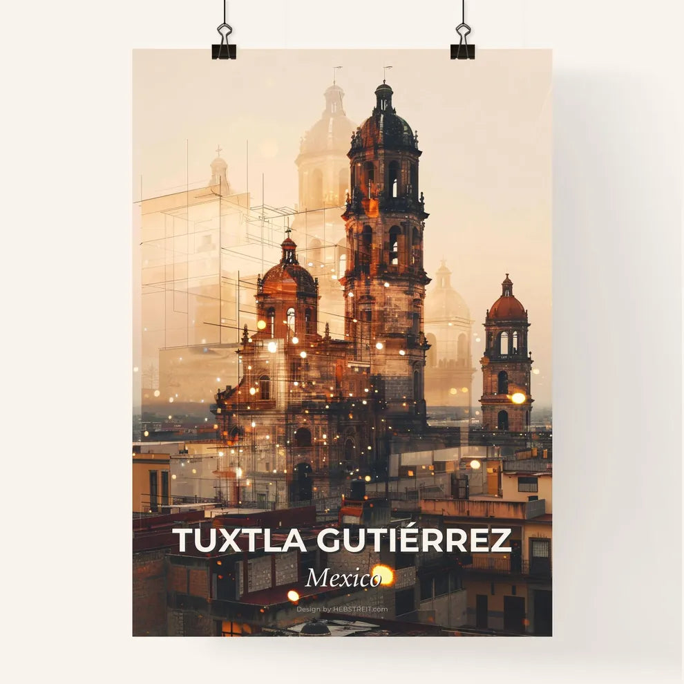 Tuxtla GutiÃ©rrez City Skyline Composite Art Poster