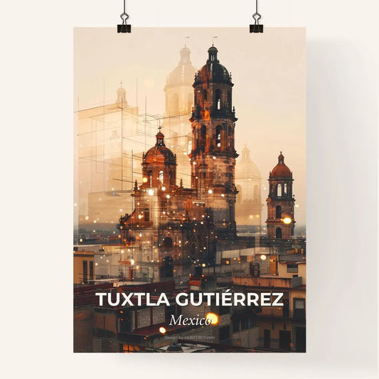 Tuxtla GutiÃ©rrez City Skyline Composite Art Poster