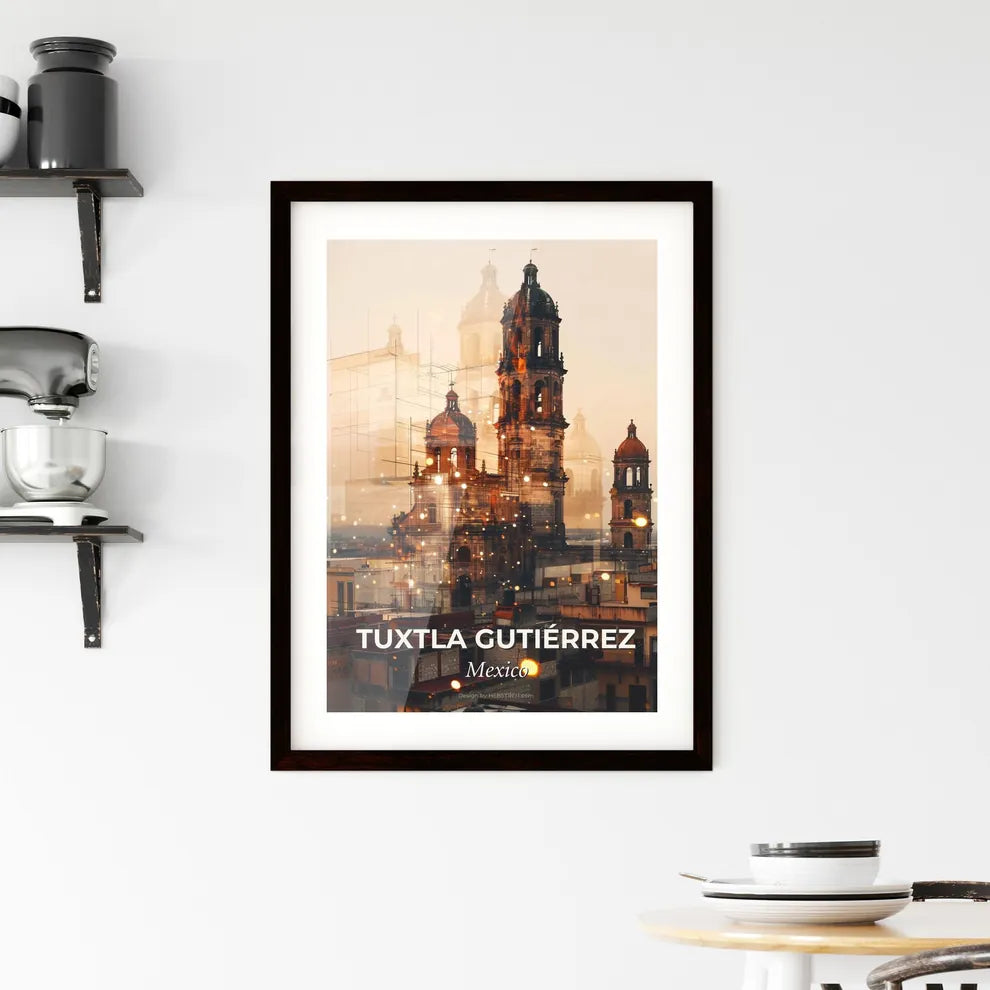 Tuxtla GutiÃ©rrez City Skyline Composite Art Framed Print