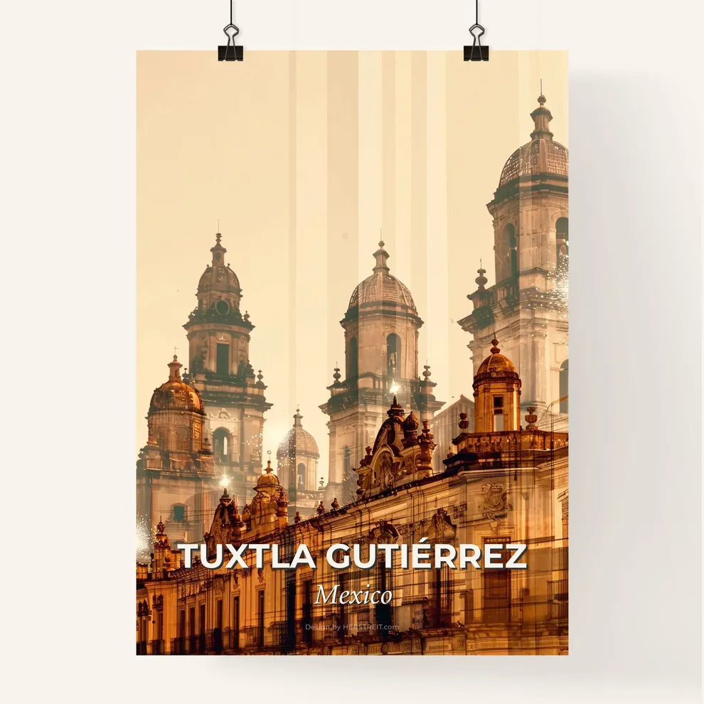 Tuxtla Gutierrez Skyline Architectural Mosaic Poster