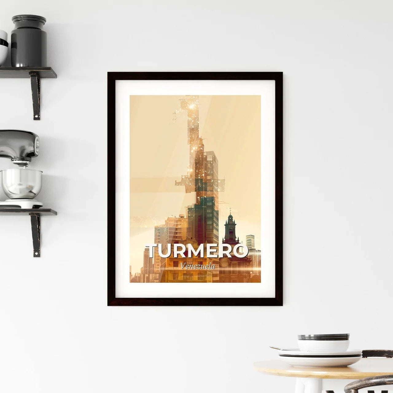 Turmero City Skyline Sparkle Poster Framed Print