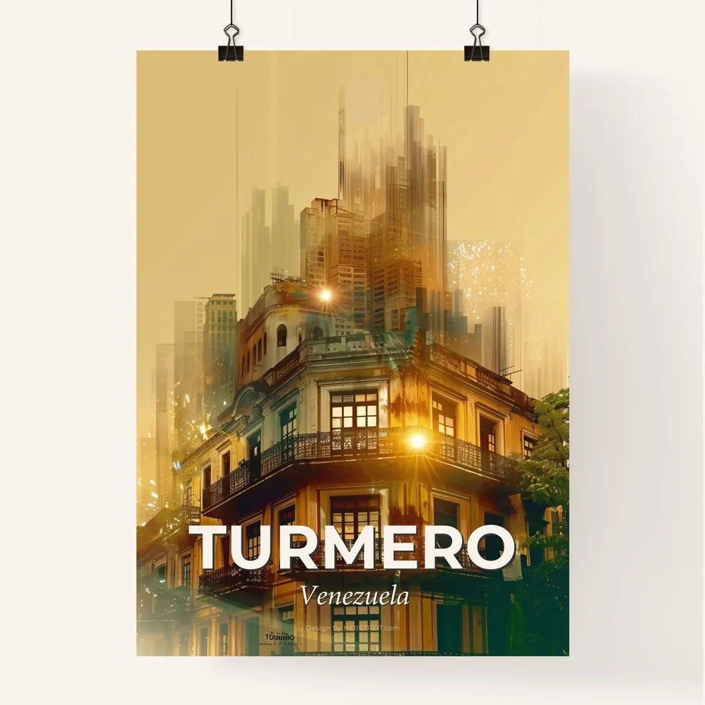 Turmero Skyline Double Exposure Composite Art Poster Poster