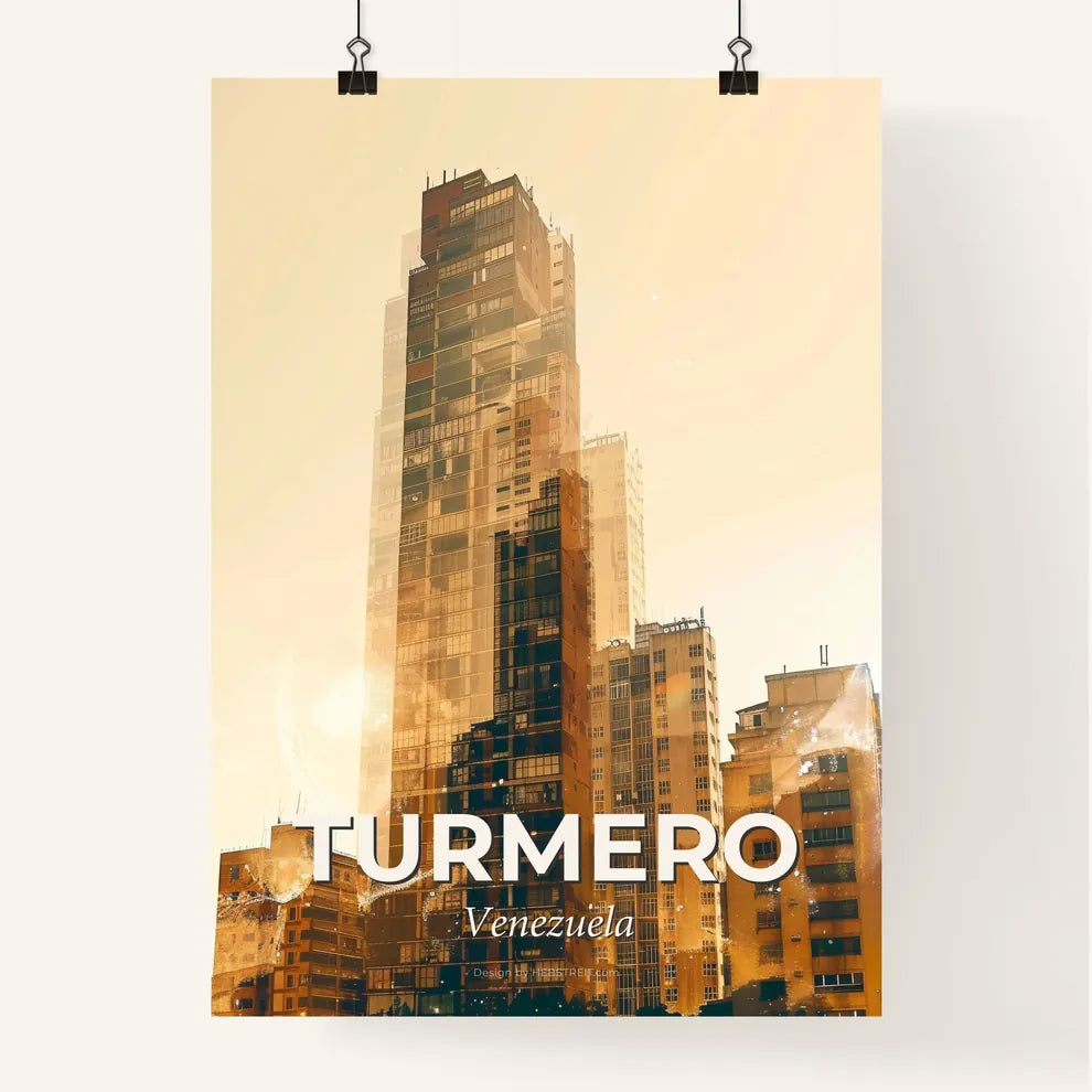 Turmero Cityscape: Double Exposure Art Skyline Poster Poster