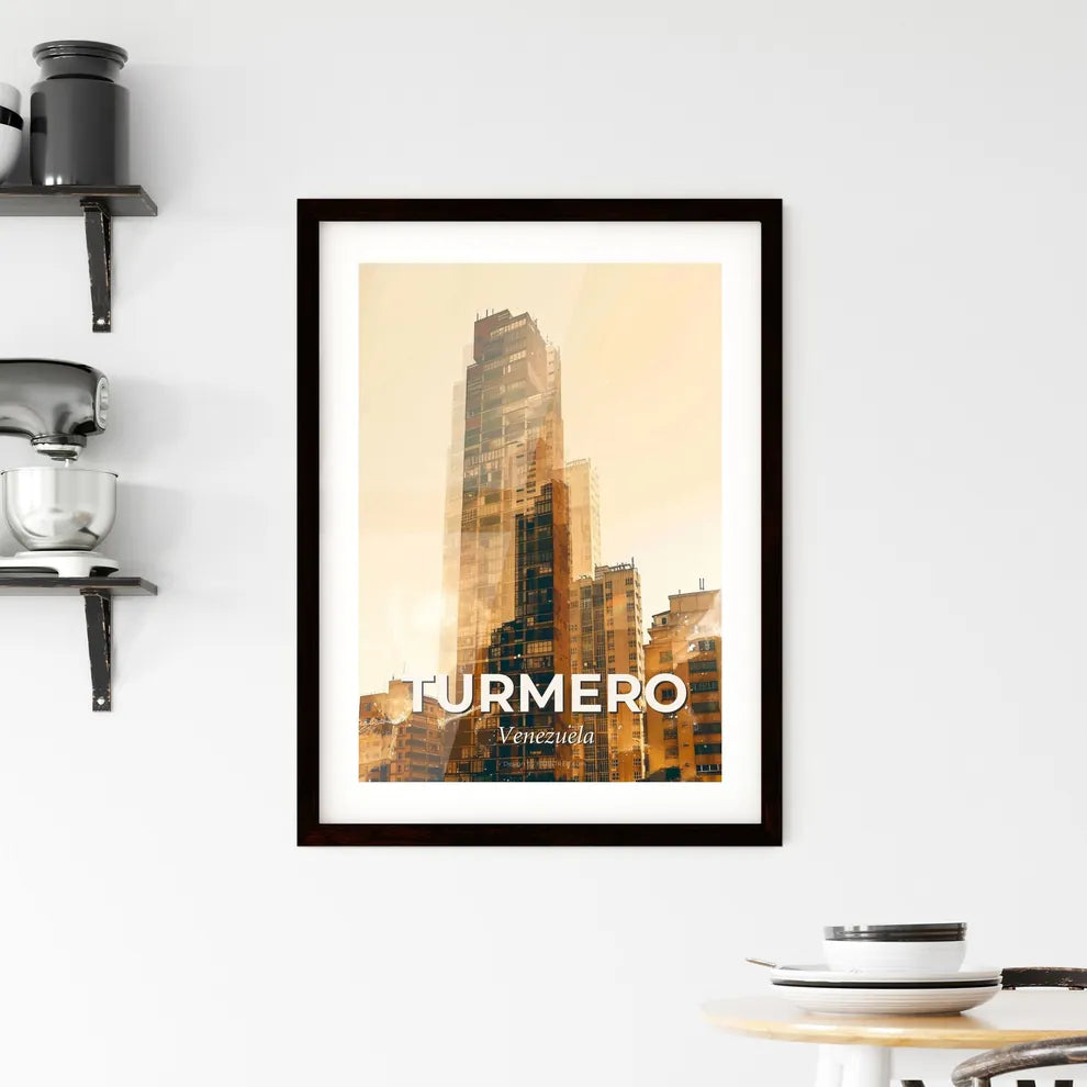 Turmero Cityscape: Double Exposure Art Skyline Poster Framed Print