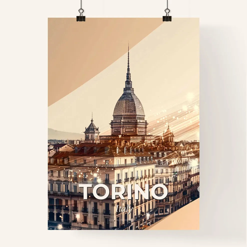 Turin Skyline Composite Art Bright Beige Poster Poster