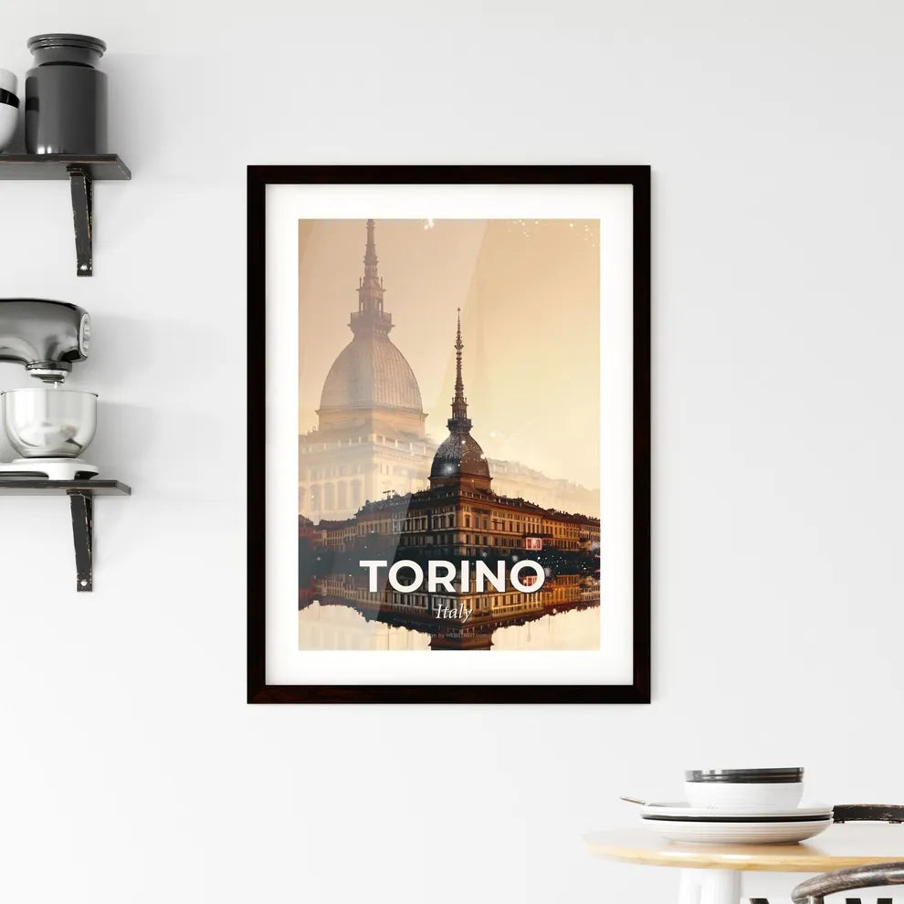 Turin City Skyline Surrealism Composite Poster Design Framed Print