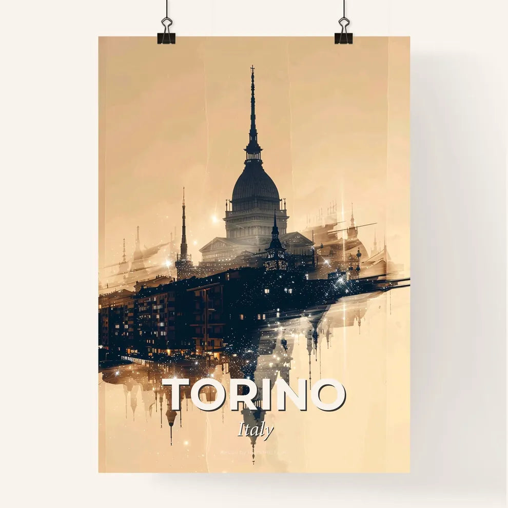 Turin Italy Cityscape Silhouette Art Poster Poster