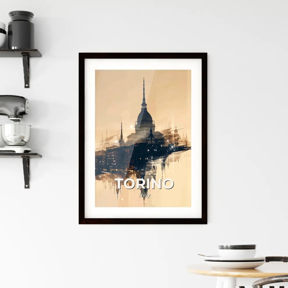 Turin Italy Cityscape Silhouette Art Poster Framed Print