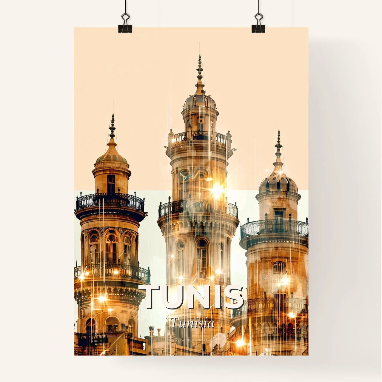 Tunis Skyline Minimalist Double Exposure Poster Poster