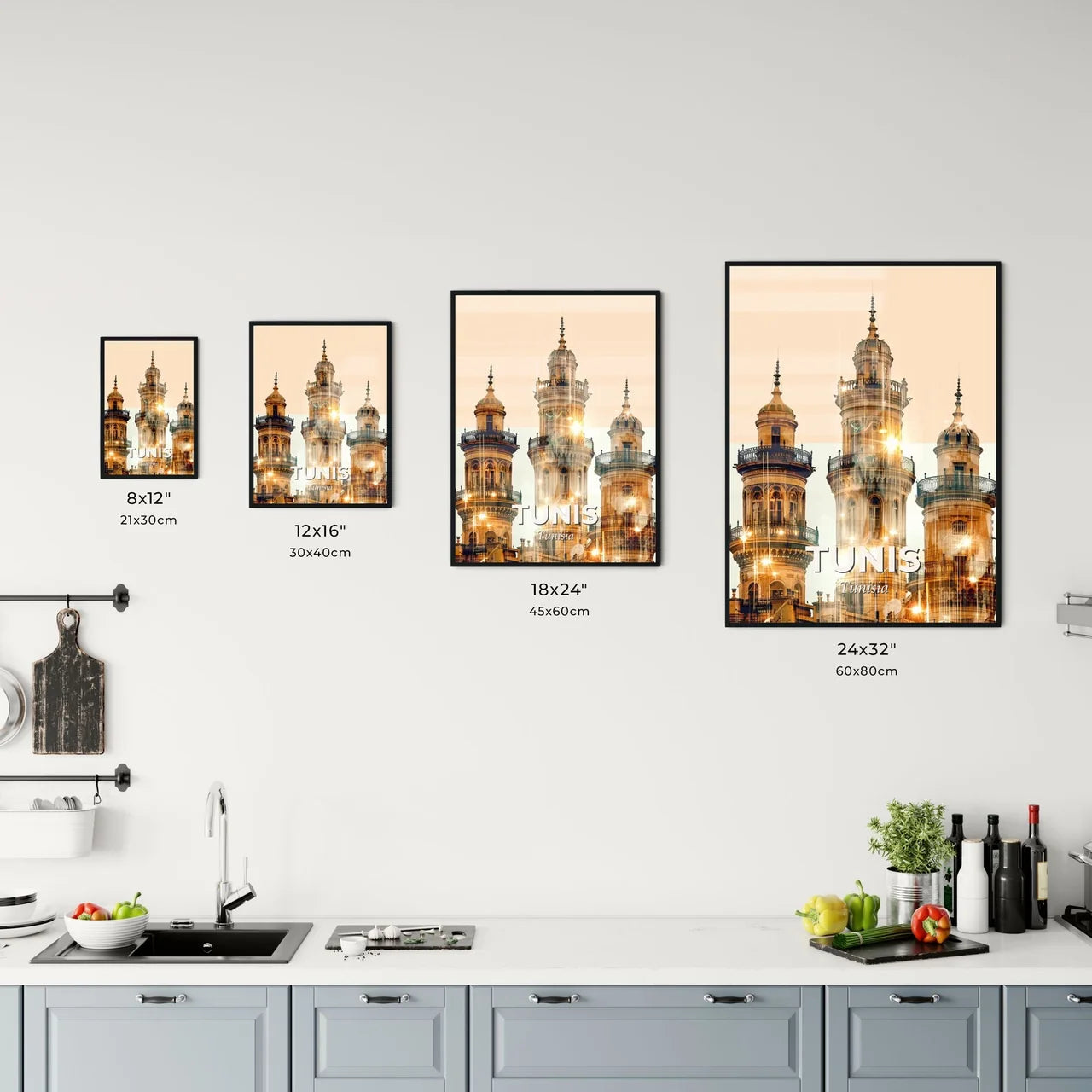 Tunis Skyline Minimalist Double Exposure Poster Office Art