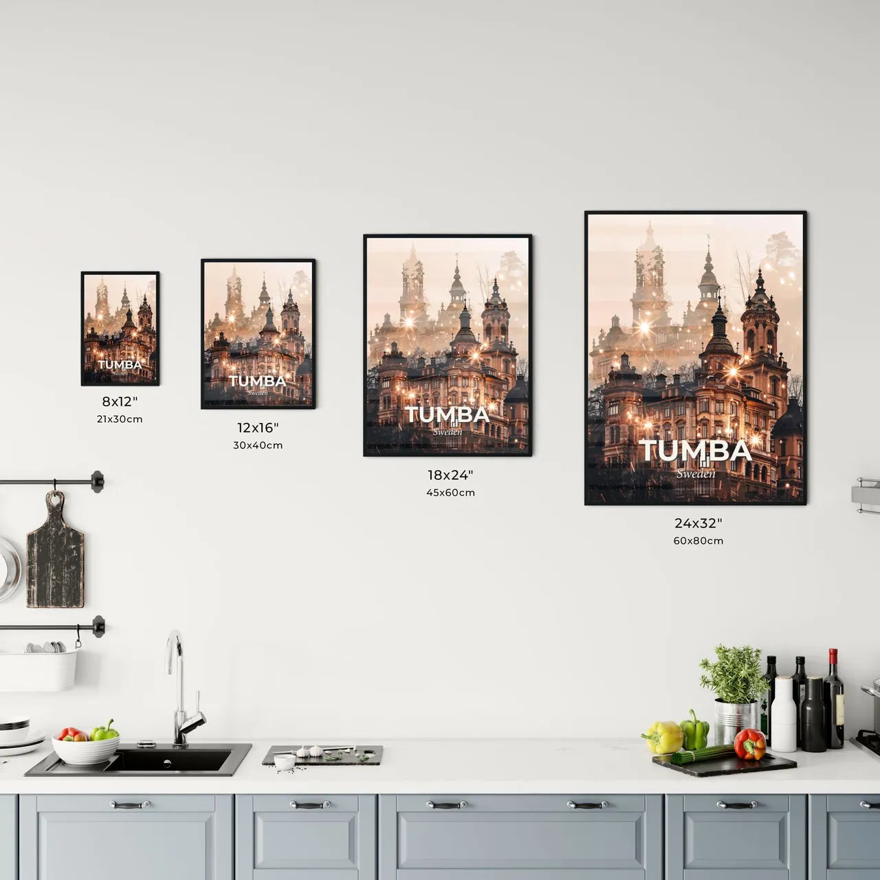 Tumba City Skyline Composite Art Bright Beige Office Art
