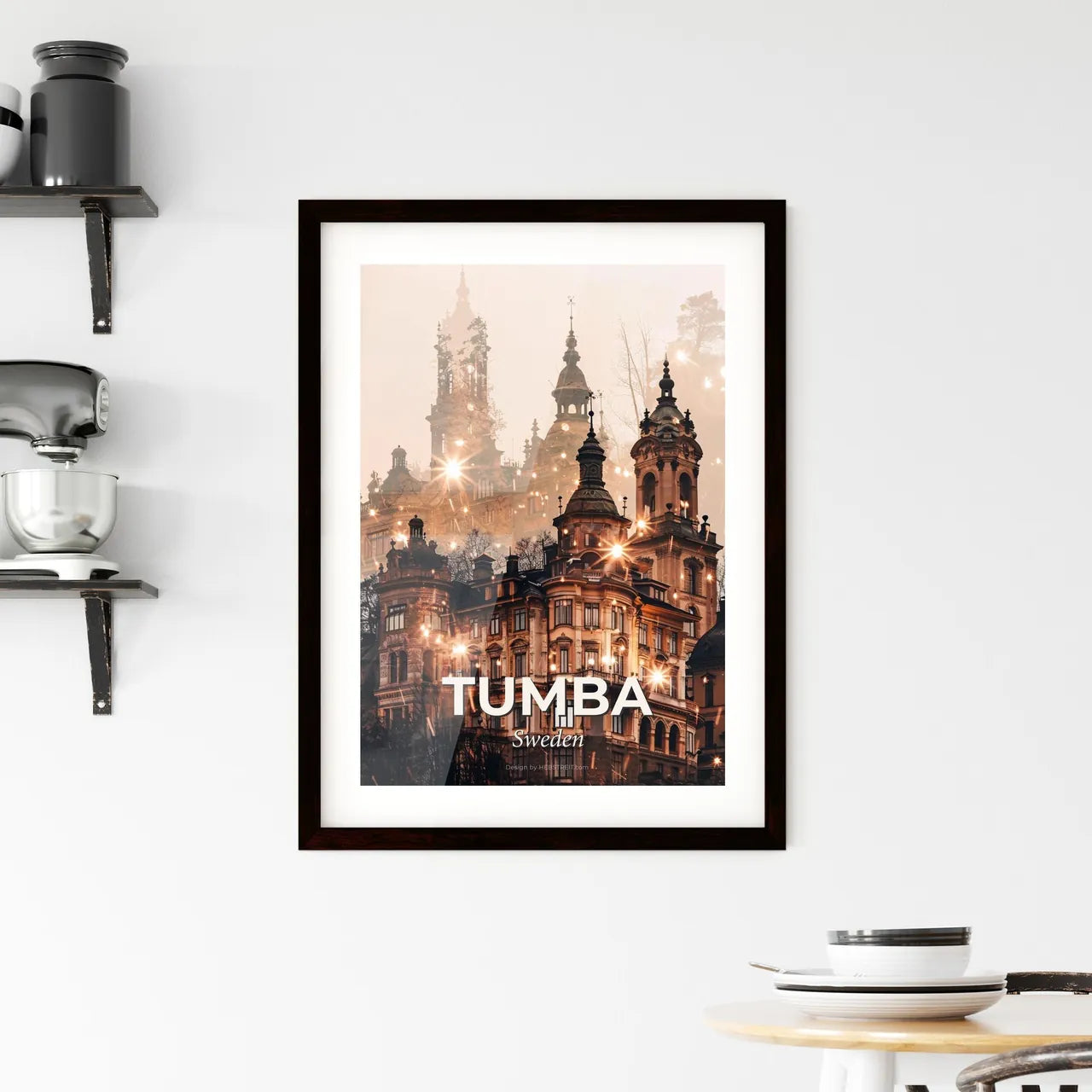 Tumba City Skyline Composite Art Bright Beige Framed Print