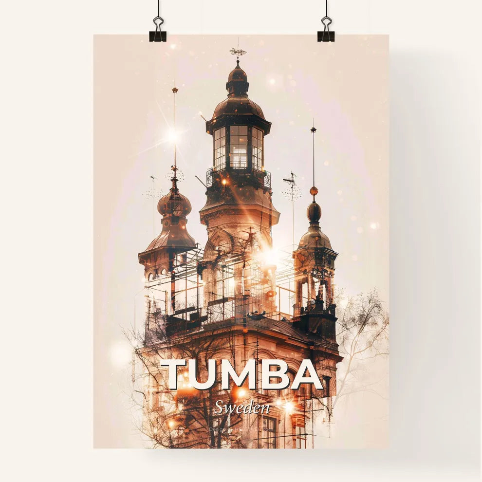 Tumba Architectural Silhouette Double Exposure Skyline Poster