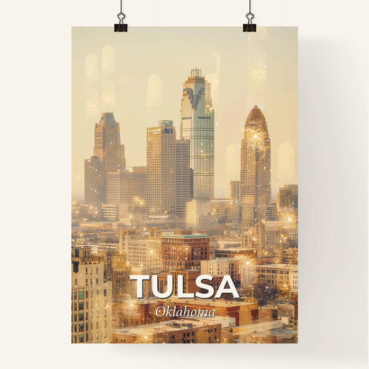 Tulsa Oklahoma Skyline Nightlife Paper Artwork Poster
