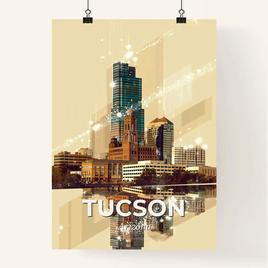Tucson City Double Exposure Skyline Art Poster