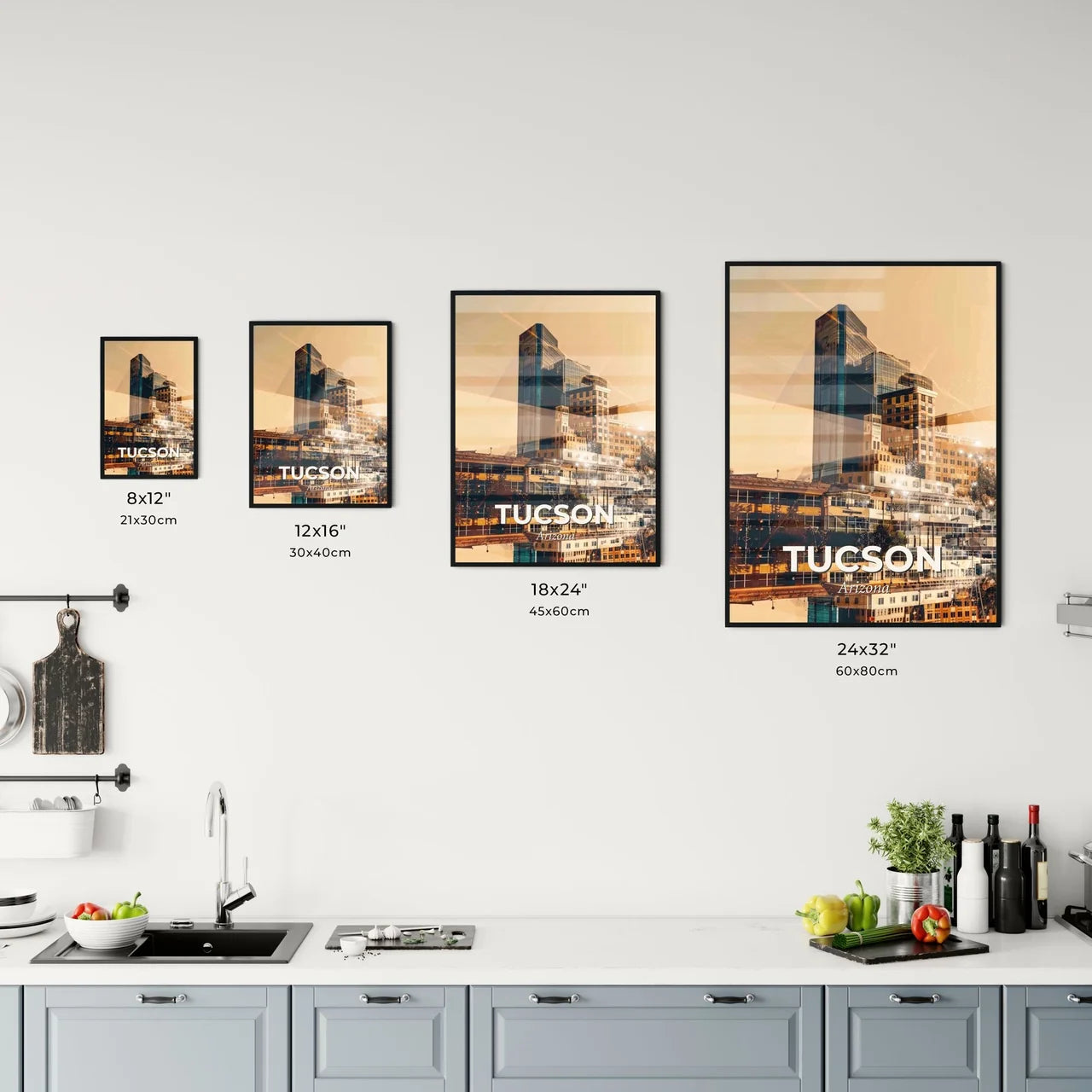 Tucson City Icons Silhouette Art Poster Office Art