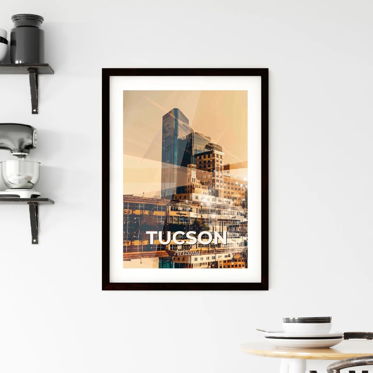 Tucson City Icons Silhouette Art Poster Framed Print