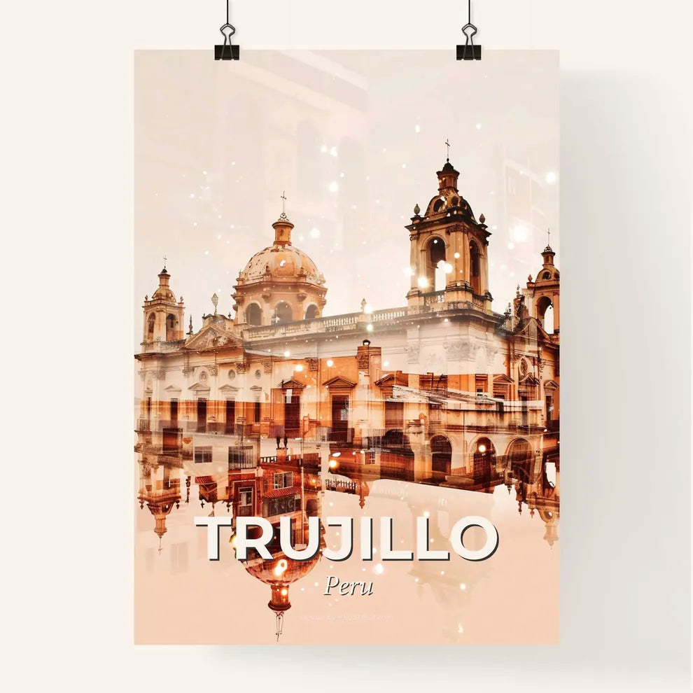 Trujillo Peru Double Exposure Skyline Poster Poster