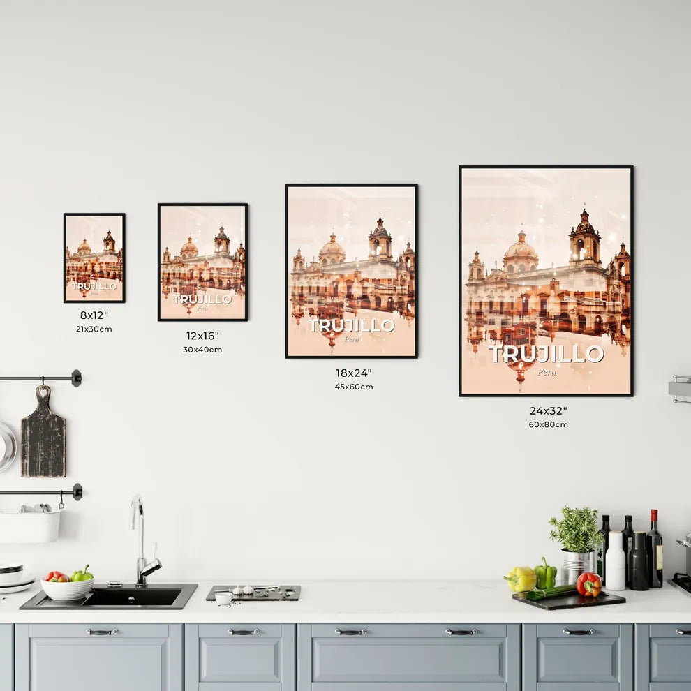 Trujillo Peru Double Exposure Skyline Poster Office Art