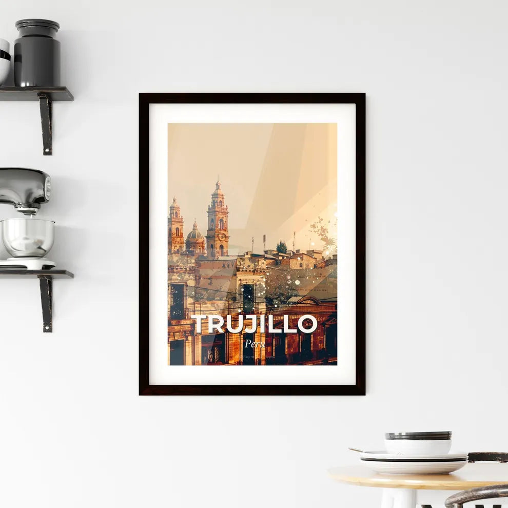 Trujillo Skyline Double Exposure Composite Art Framed Print