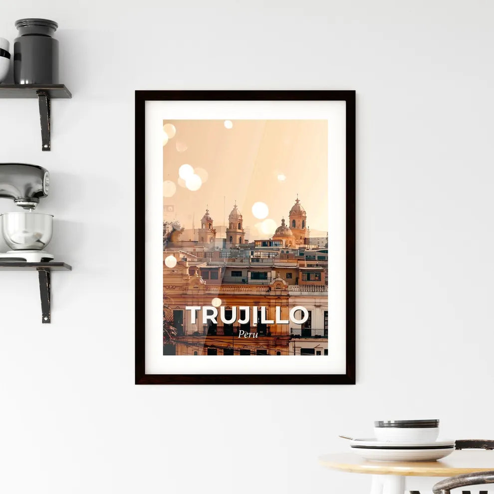 Trujillo City Icons Illuminated Poster Framed Print
