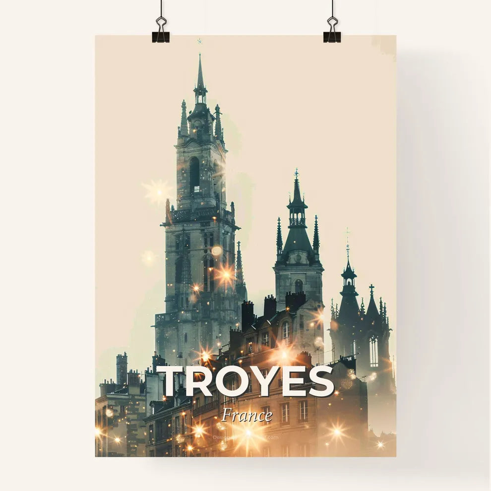 Troyes France Skyline Composite Art Poster Poster