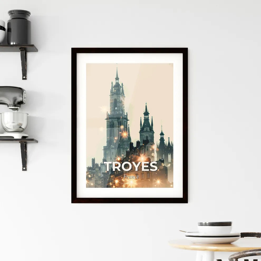 Troyes France Skyline Composite Art Poster Framed Print