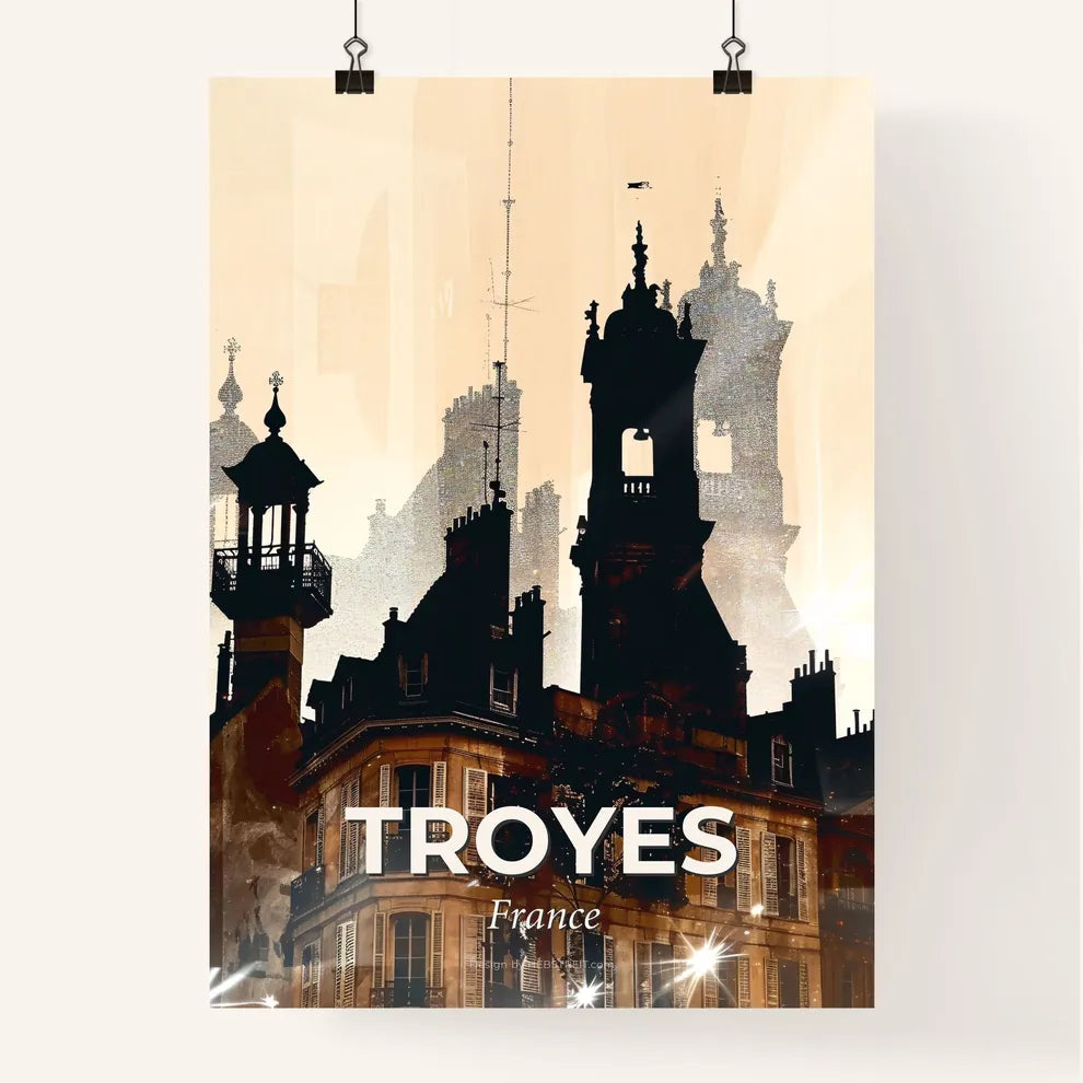 Troyes Skyline Double Exposure Composite Art Poster Poster
