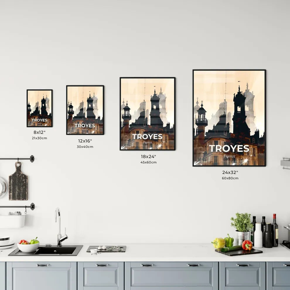 Troyes Skyline Double Exposure Composite Art Poster Office Art