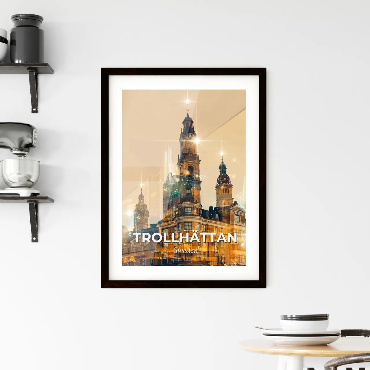 Trollhättan Skyline Composite Art Poster Framed Print