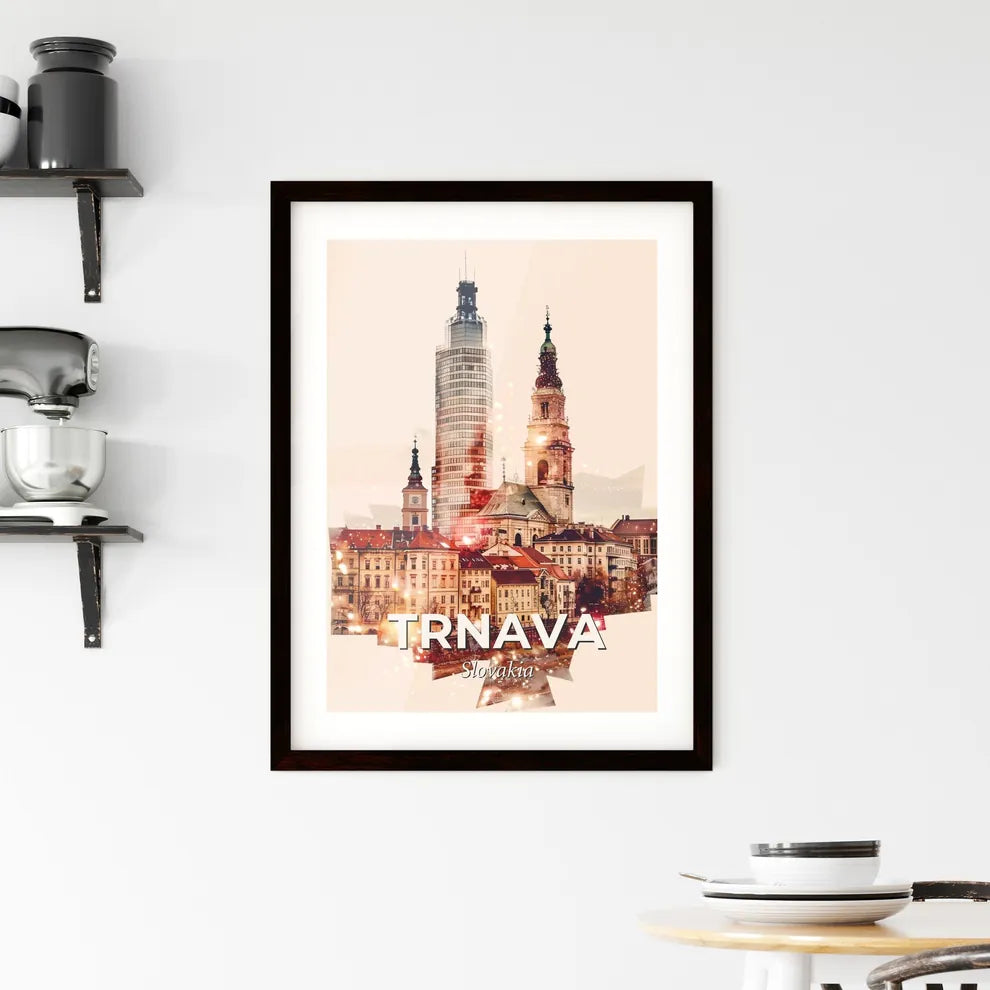 Trnava Skyline Cityscape Silhouette Sparks Poster Art Framed Print