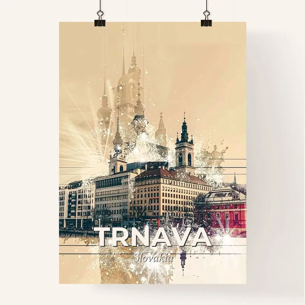 Trnava, Slovakia: City Icons Skyline Double Exposure Poster