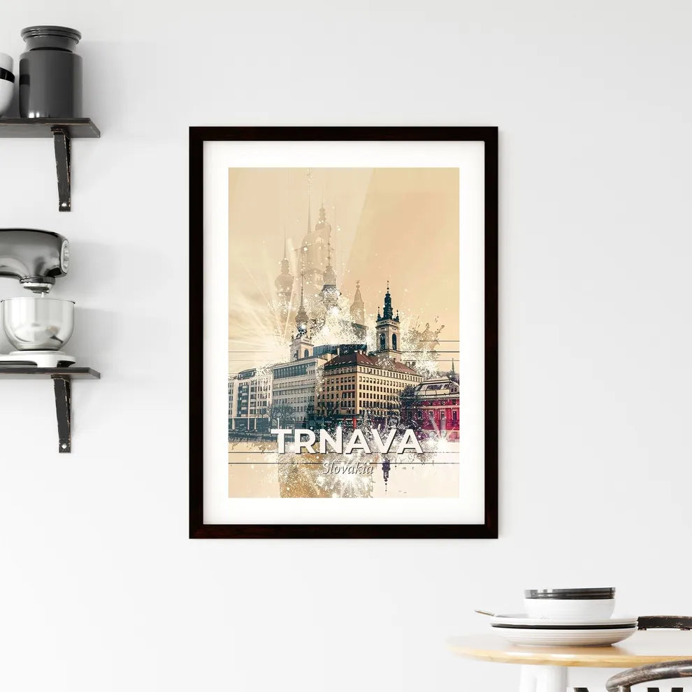 Trnava, Slovakia: City Icons Skyline Double Exposure Framed Print