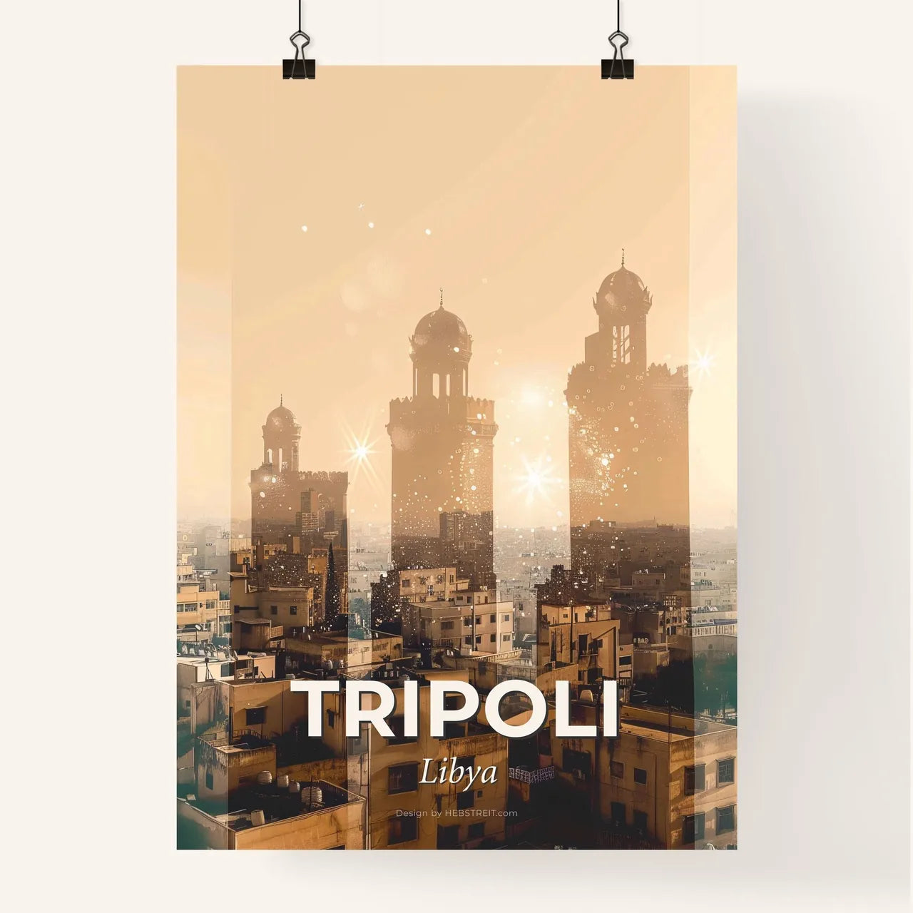 Tripoli Libya Skyline Double Exposure Art Poster