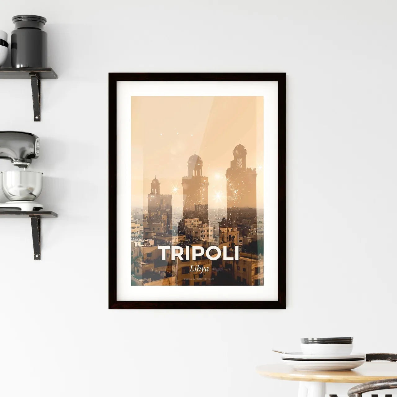 Tripoli Libya Skyline Double Exposure Art Framed Print