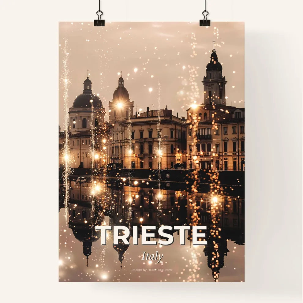 Trieste Skyline: Double Exposure Art Poster Poster