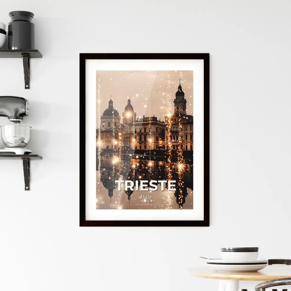 Trieste Skyline: Double Exposure Art Poster Framed Print
