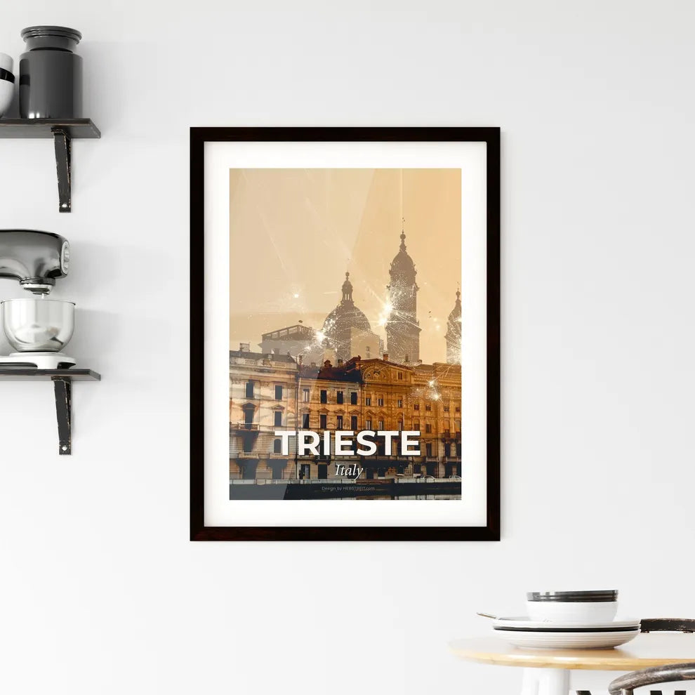Trieste Skyline Iconic Architecture Whimsical Poster Framed Print