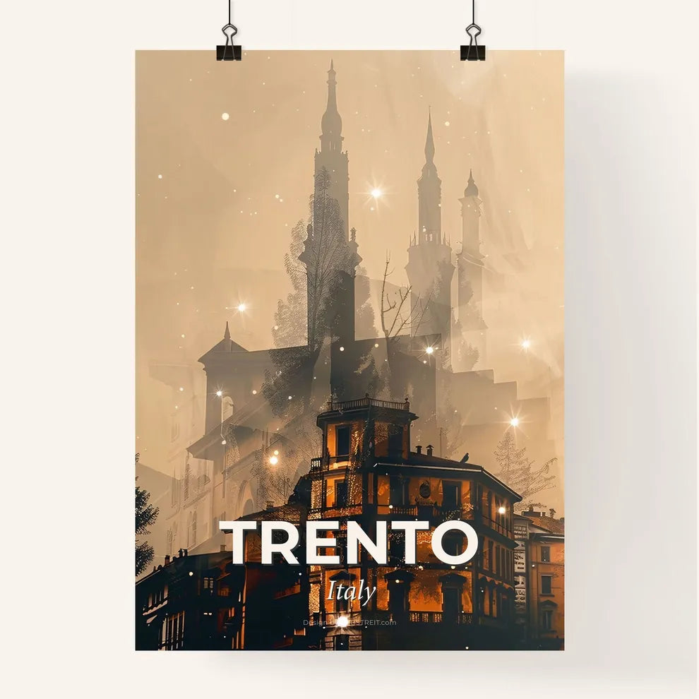 Trento Skyline: Double Exposure Cityscape Art Poster