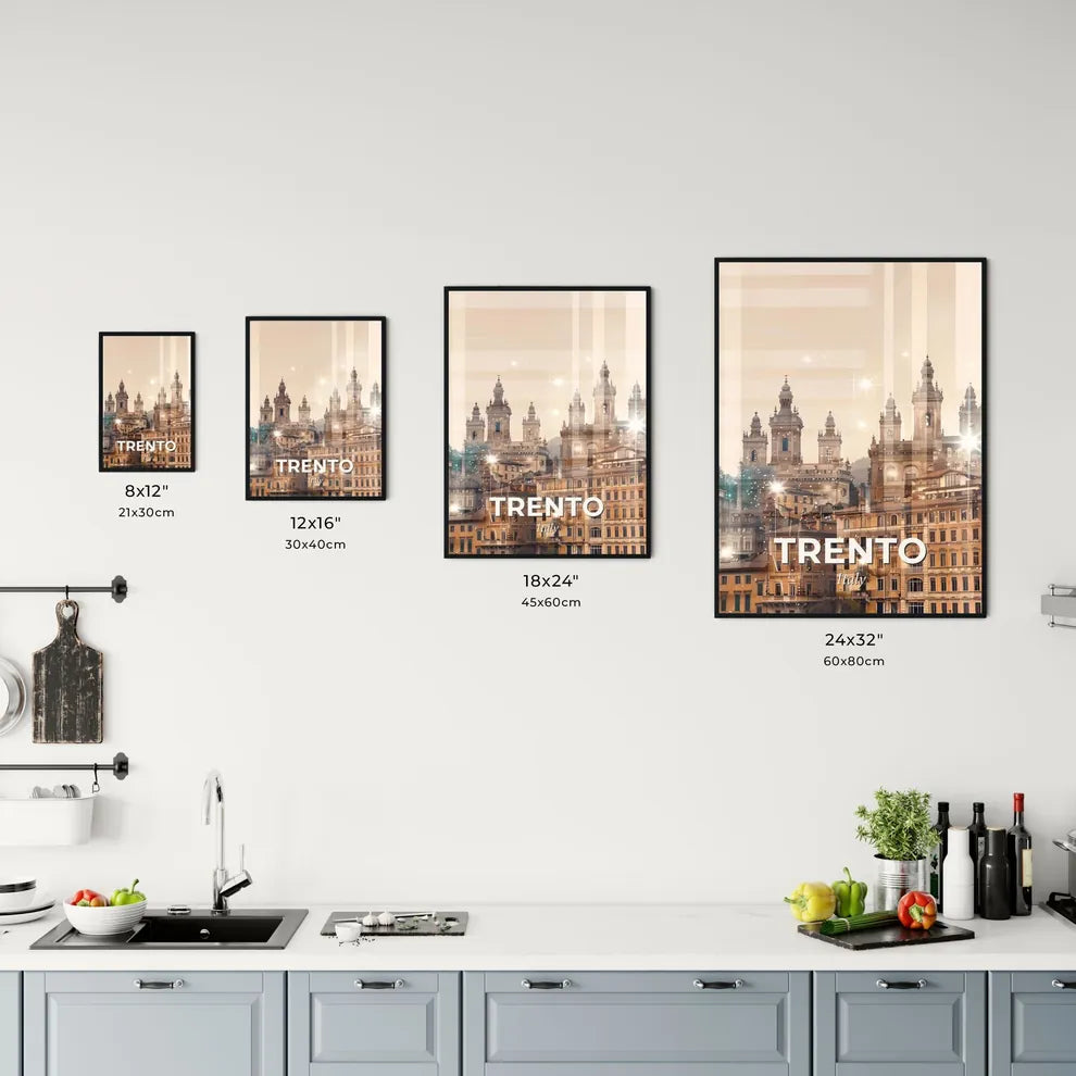 Trento Skyline Double Exposure City Art Poster Office Art