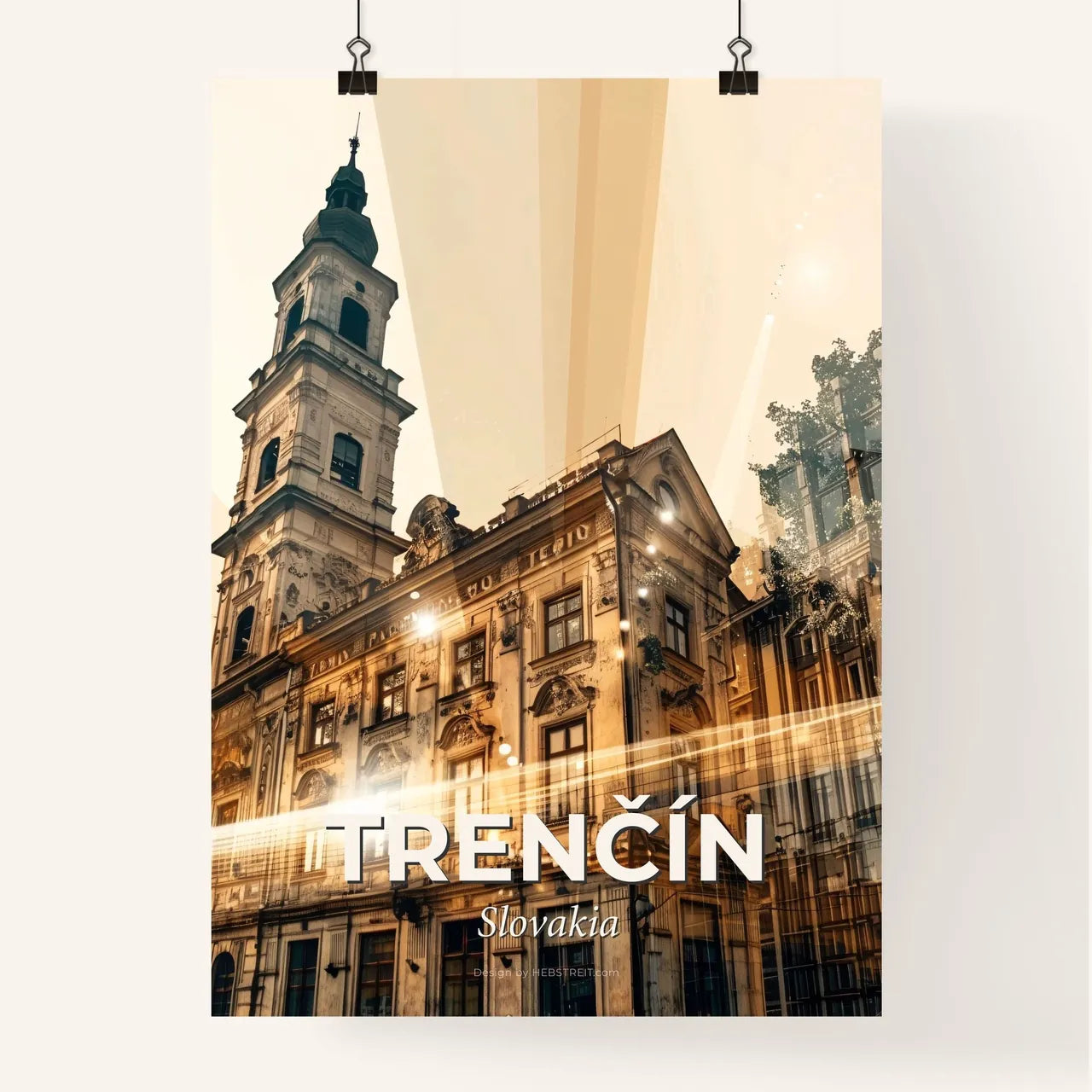 Trencin Slovakia City Skyline Composite Art Poster