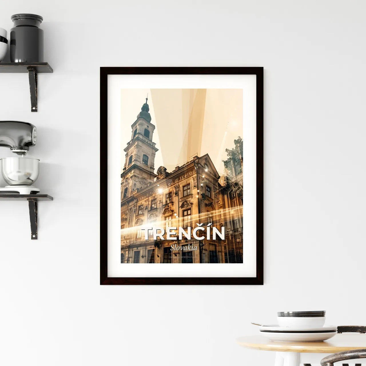 Trencin Slovakia City Skyline Composite Art Framed Print