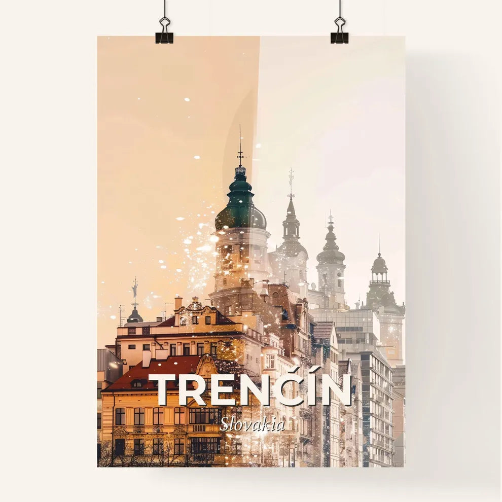 Trenčín, Slovakia: Double Exposure Skyline Magic Poster
