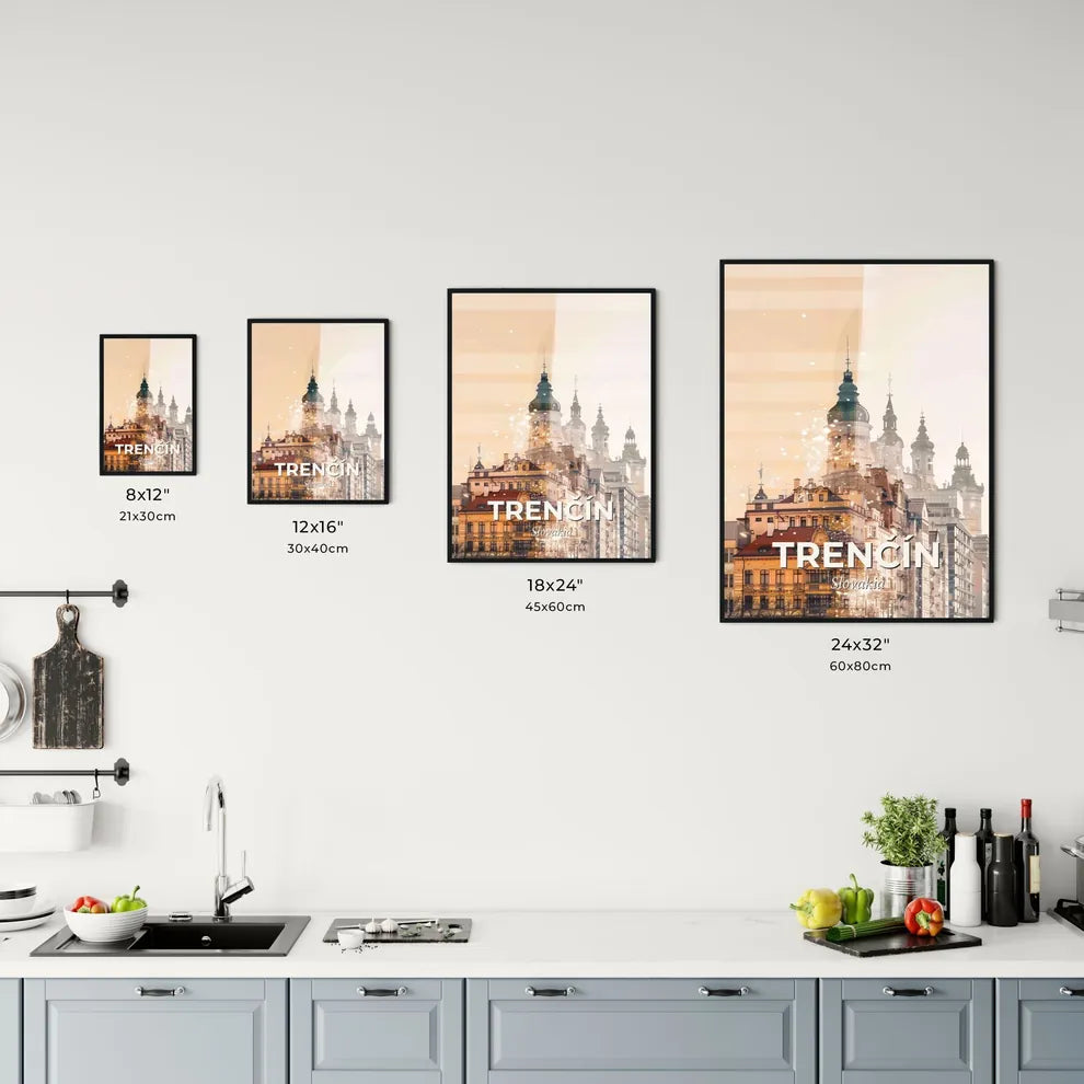 Trenčín, Slovakia: Double Exposure Skyline Magic Office Art