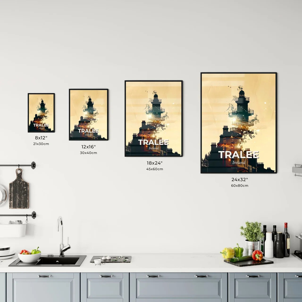 Tralee Silhouette Night Lights Poster Office Art