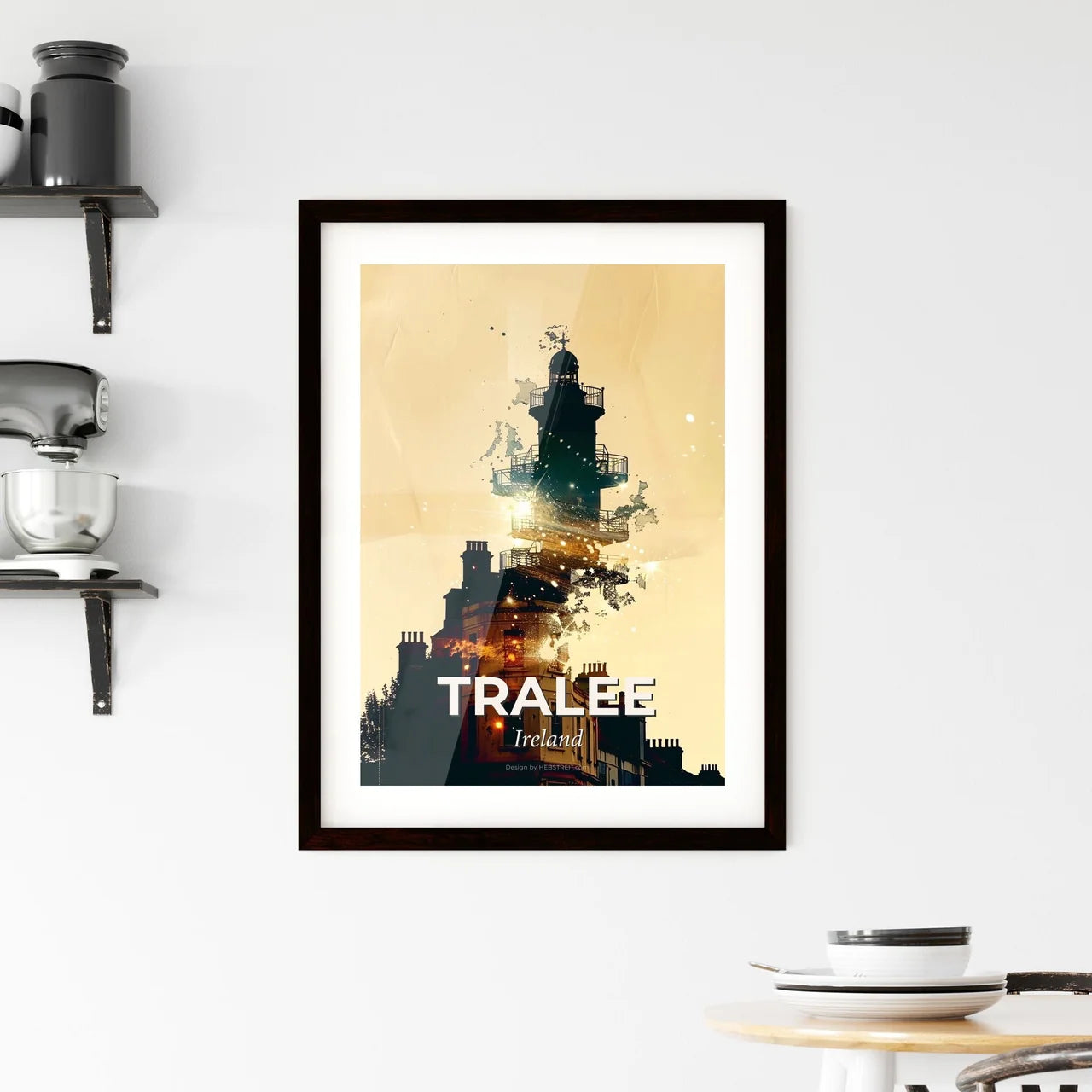 Tralee Silhouette Night Lights Poster Framed Print