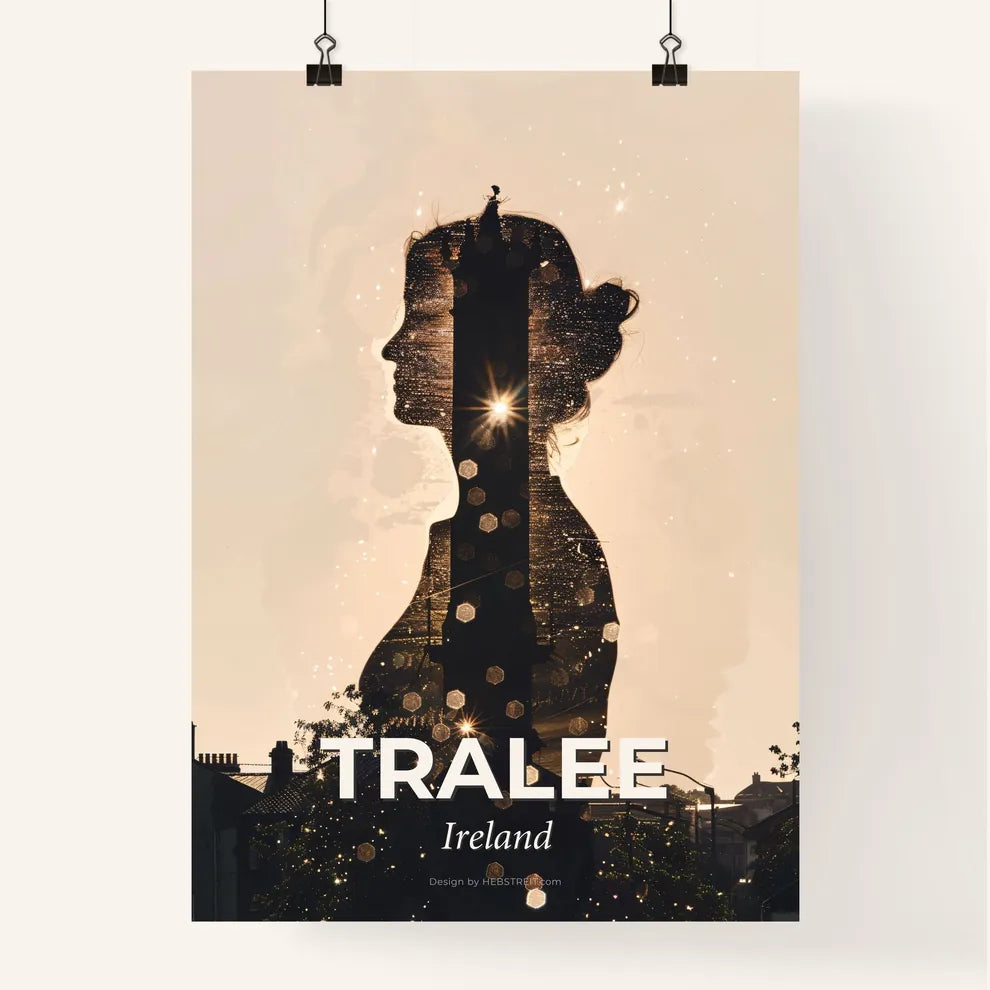 Tralee Double Exposure Silhouette Skyline Art Poster